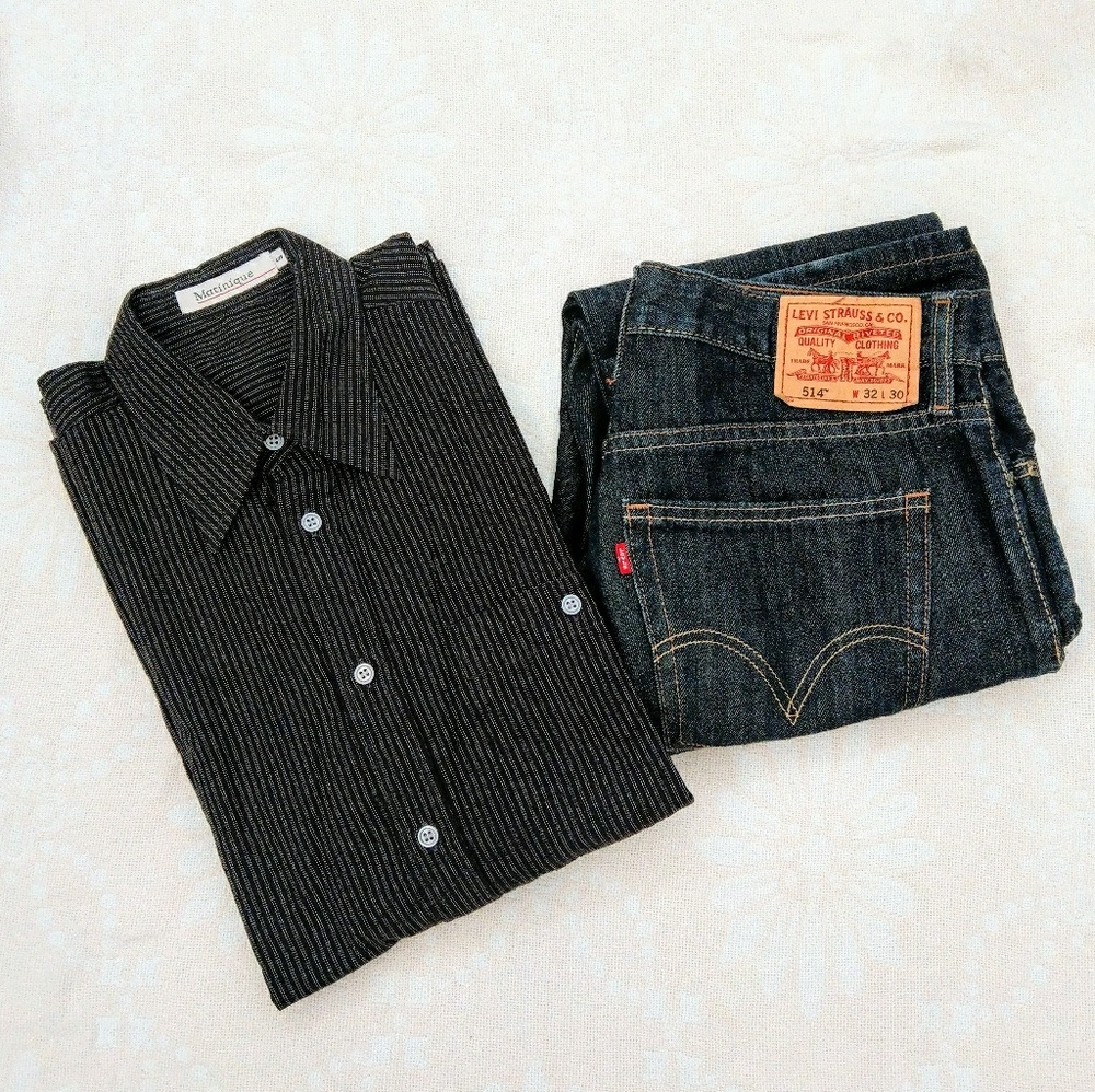 NWOT Matinique Black White Stripe Dress Shirt